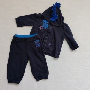 Dinasour hooded design toddler sweatshirt and sweatpants set